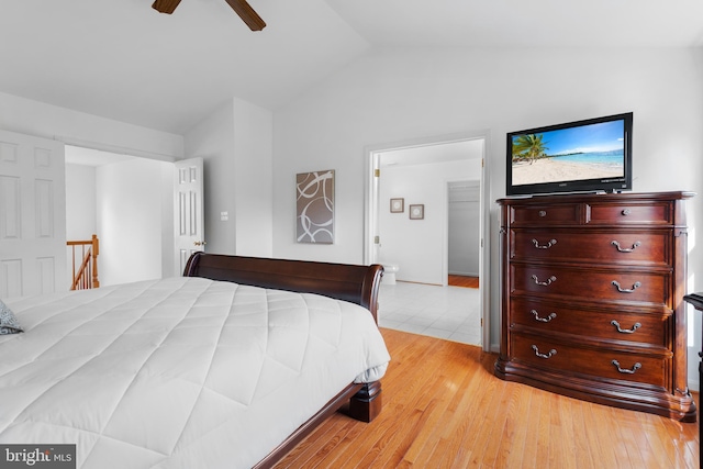 206 Cherrywood Ter, Gaithersburg, MD 20878 - bedroom with lofted ceiling, light wood finished floors, and ceiling fan