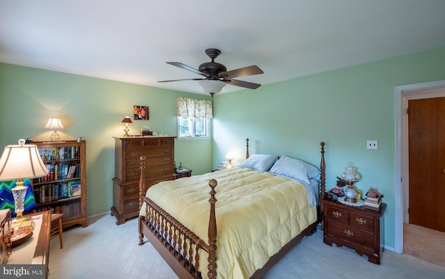 bedroom with carpet floors and ceiling fan