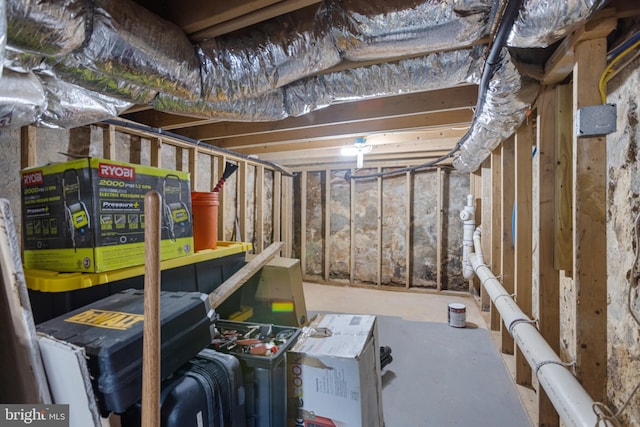 view of unfinished below grade area