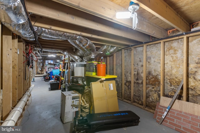 view of unfinished below grade area