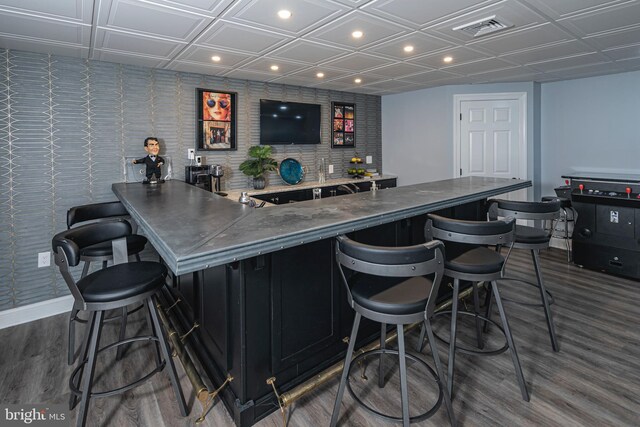 173 Christopher Dr, Princeton, NJ 08540 - community bar area with dark wood-type flooring, recessed lighting, baseboards, and an ornate ceiling