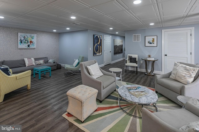 173 Christopher Dr, Princeton, NJ 08540 - living room featuring recessed lighting, baseboards, and dark wood-style floors