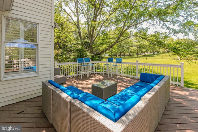 173 Christopher Dr, Princeton, NJ 08540 - wooden deck with an outdoor living space and a lawn