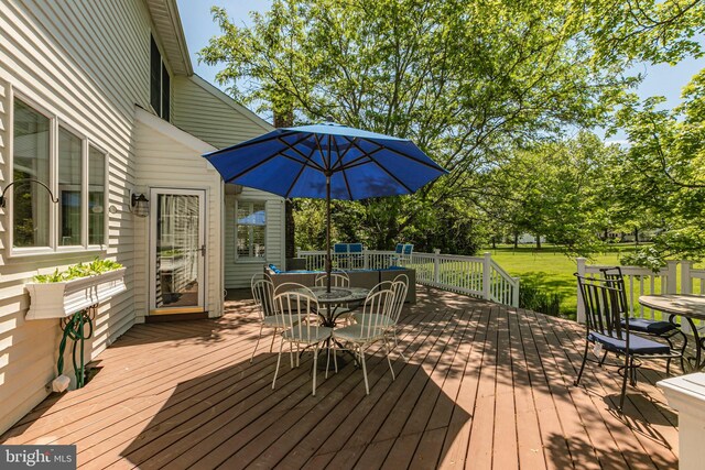 173 Christopher Dr, Princeton, NJ 08540 - wooden terrace featuring outdoor dining area and a lawn