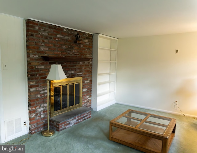 403 Leslie Ln, West Chester, PA 19382 - unfurnished living room with carpet flooring, baseboards, and a brick fireplace