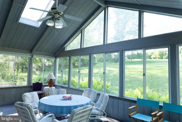 403 Leslie Ln, West Chester, PA 19382 - sunroom / solarium with a skylight, ceiling fan, and outdoor dining space