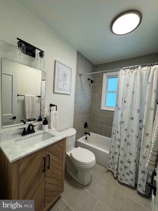 3724 Cedar Dr, Baltimore, MD 21207 - full bath featuring toilet, vanity, tile patterned flooring, and shower / tub combo