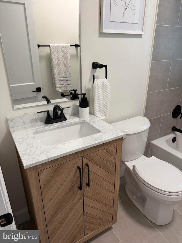 3724 Cedar Dr, Baltimore, MD 21207 - full bathroom featuring vanity, toilet, tile patterned flooring, and bathtub / shower combination