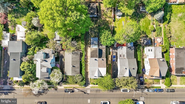 drone / aerial view with a residential view