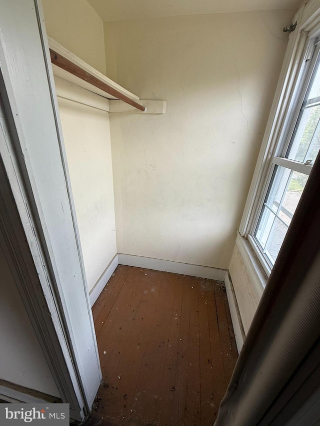 spacious closet featuring hardwood / wood-style flooring