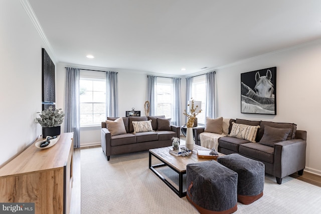 HOMESITE12 Old York Rd, Dillsburg, PA 17019 - living area featuring crown molding, recessed lighting, baseboards, and a healthy amount of sunlight