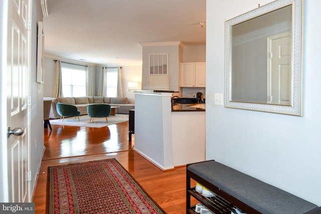 3009 Nicosh Cir Unit 4201, Falls Church, VA 22042 - corridor featuring ornamental molding and wood finished floors