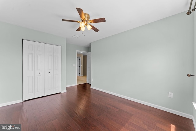 1100 Balley Dr Unit 4, Phoenixville, PA 19460 - unfurnished bedroom with wood finished floors, baseboards, a closet, and a ceiling fan