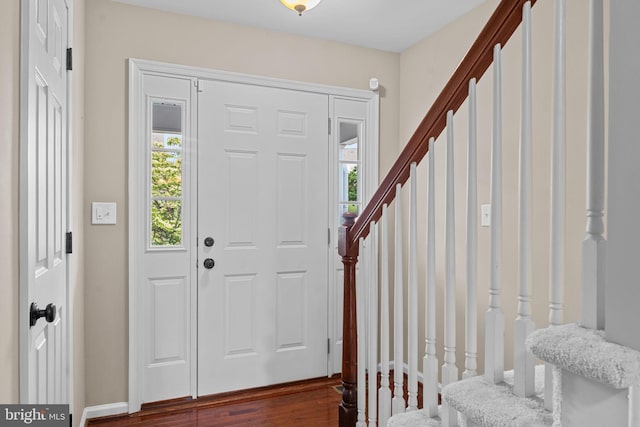 1100 Balley Dr Unit 4, Phoenixville, PA 19460 - foyer with stairway, dark wood finished floors, and baseboards
