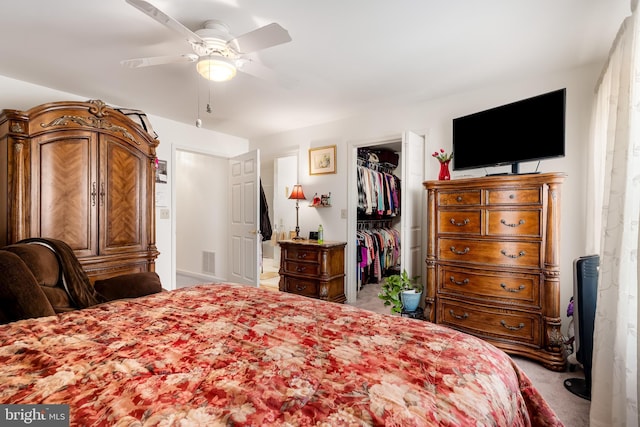 3907 Hannon Ct Unit 3B, Nottingham, MD 21236 - carpeted bedroom with a walk in closet, a ceiling fan, and a closet