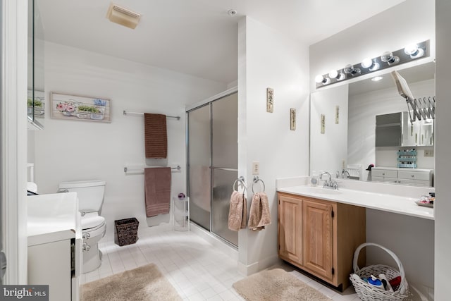 3907 Hannon Ct Unit 3B, Nottingham, MD 21236 - full bathroom with toilet, vanity, a shower stall, tile patterned floors, and baseboards