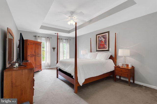 11294 Country Club Rd, New Market, MD 21774 - bedroom with light carpet, a tray ceiling, and baseboards