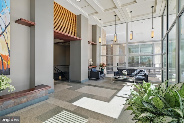 4600 S Four Mile Run Dr S Unit 911, Arlington, VA 22204 - common area with expansive windows and coffered ceiling