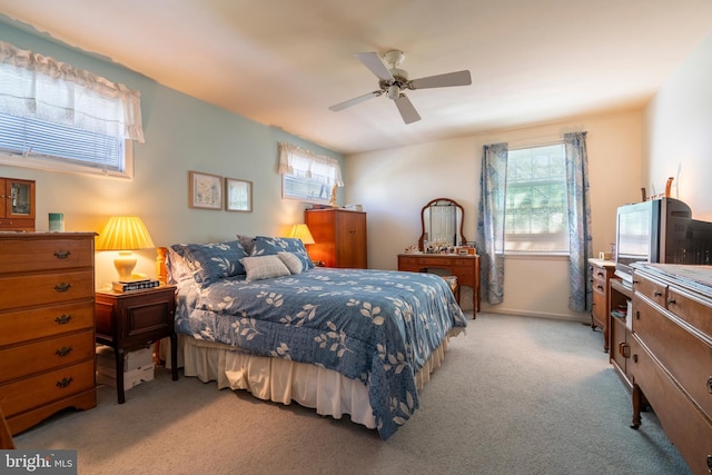 1069 E 2nd St, Red Hill, PA 18076 - bedroom featuring multiple windows, ceiling fan, and light colored carpet