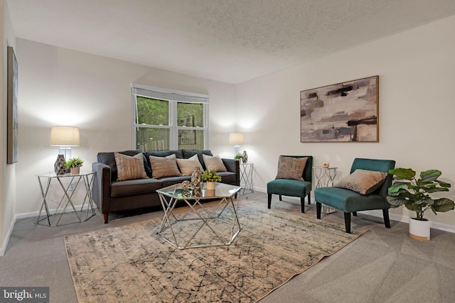 9120 Galbreth Ct, Springfield, VA 22153 - living area with baseboards, carpet, and a textured ceiling