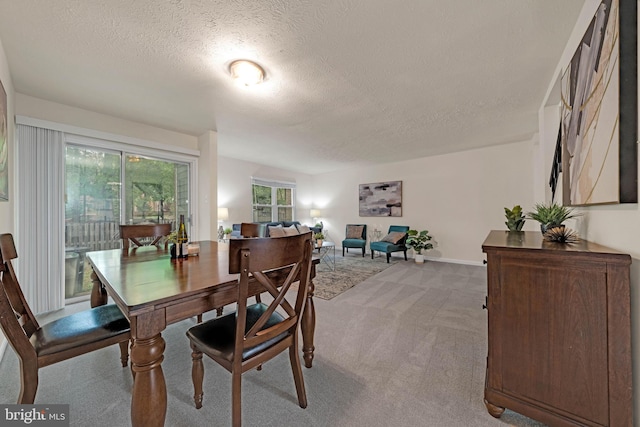 9120 Galbreth Ct, Springfield, VA 22153 - dining room featuring light colored carpet, a textured ceiling, and baseboards