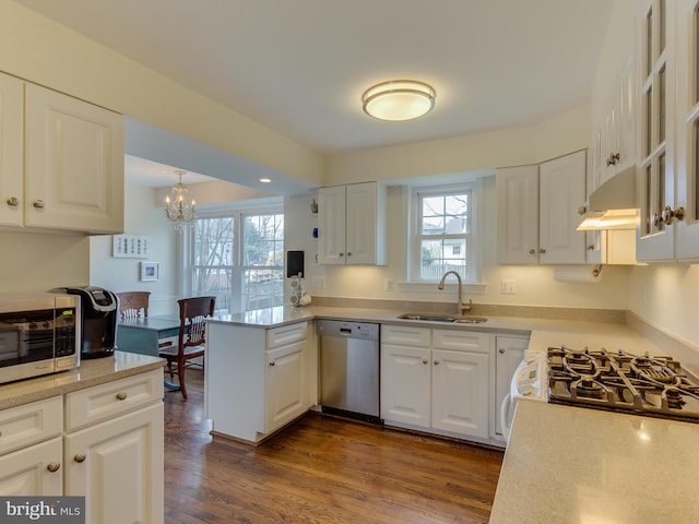 112 E Jefferson St E, Falls Church, VA 22046 - kitchen featuring appliances with stainless steel finishes, a sink, under cabinet range hood, and healthy amount of natural light
