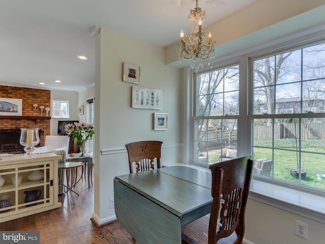 112 E Jefferson St E, Falls Church, VA 22046 - dining room with a chandelier, wood finished floors, baseboards, and recessed lighting