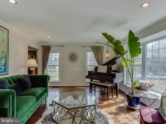 112 E Jefferson St E, Falls Church, VA 22046 - living room with ornamental molding, wood finished floors, and recessed lighting