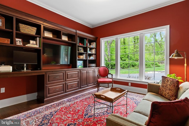 360 Fishing Creek Valley Rd, Harrisburg, PA 17112 - sitting room featuring baseboards, dark wood-style flooring, and ornamental molding