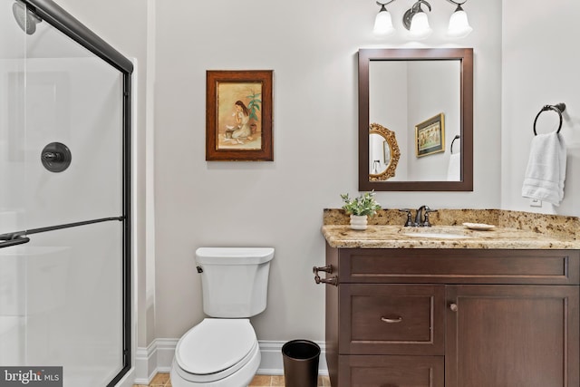 360 Fishing Creek Valley Rd, Harrisburg, PA 17112 - full bathroom featuring a shower with shower door, toilet, vanity, and baseboards