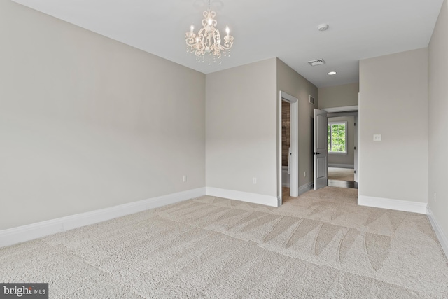 360 Fishing Creek Valley Rd, Harrisburg, PA 17112 - spare room with baseboards, light carpet, a chandelier, a smoke detector, and recessed lighting