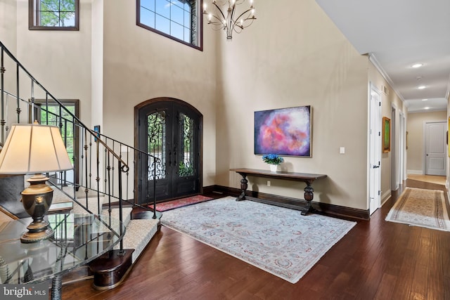 360 Fishing Creek Valley Rd, Harrisburg, PA 17112 - entrance foyer featuring arched walkways, stairway, hardwood / wood-style flooring, baseboards, and recessed lighting