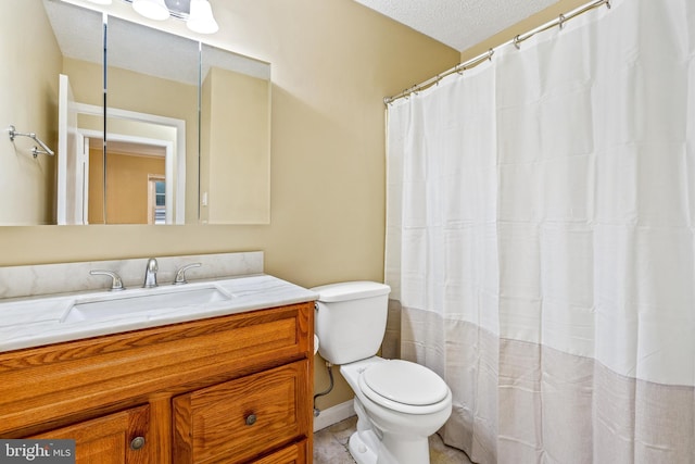 15700 Presswick Ln, Bowie, MD 20716 - bathroom featuring toilet, tile patterned flooring, vanity, and a textured ceiling