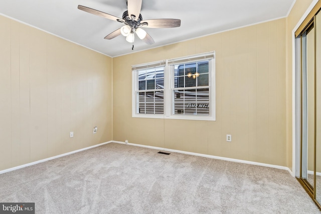 15700 Presswick Ln, Bowie, MD 20716 - unfurnished bedroom with ceiling fan, crown molding, visible vents, baseboards, and carpet floors