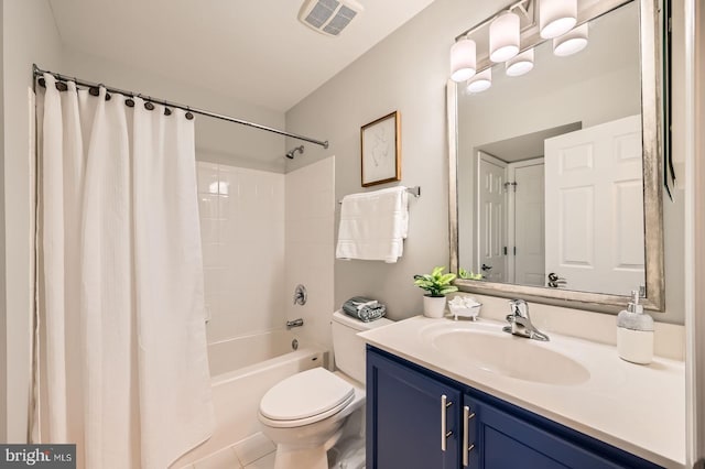 1308 Lowman St, Baltimore, MD 21230 - full bath with toilet, vanity, shower / tub combo with curtain, and tile patterned floors