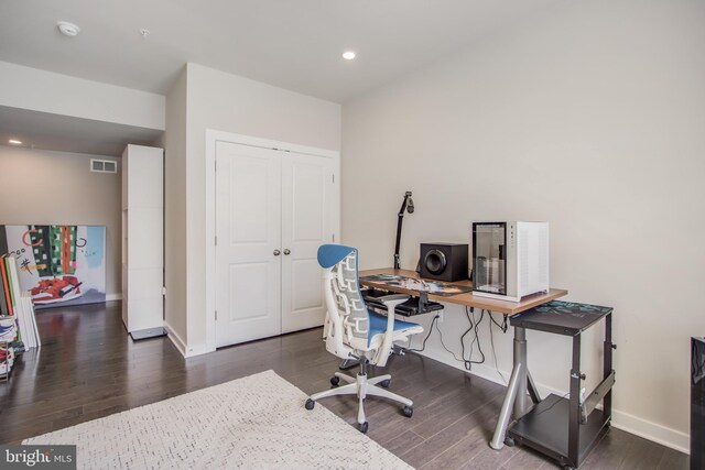 5510 Woodyard Rd, Upper Marlboro, MD 20772 - home office with wood finished floors, baseboards, and recessed lighting