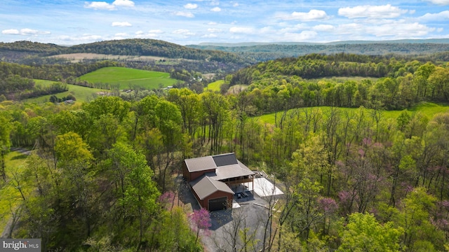 view from above of property featuring a forest