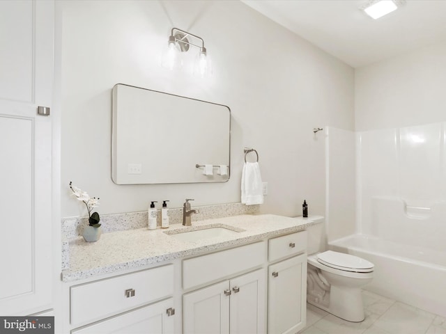 149 Matthew Dr, Chambersburg, PA 17201 - bathroom with vanity, marble finish floor, bathing tub / shower combination, and toilet