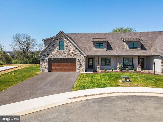 149 Matthew Dr, Chambersburg, PA 17201 - craftsman inspired home with an attached garage, a front lawn, driveway, and stone siding