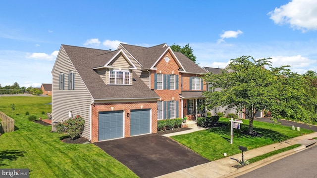 16 Zachary Ct, Boonsboro, MD 21713 - view of front facade featuring asphalt driveway, brick siding, a shingled roof, and a front lawn