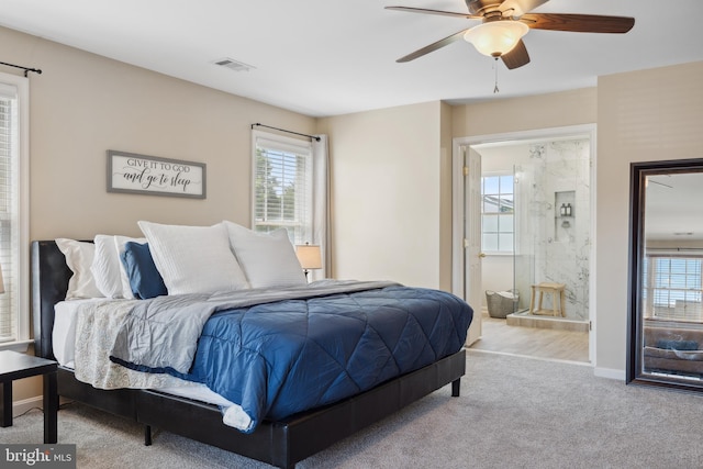 16 Zachary Ct, Boonsboro, MD 21713 - bedroom featuring multiple windows, carpet flooring, connected bathroom, and ceiling fan