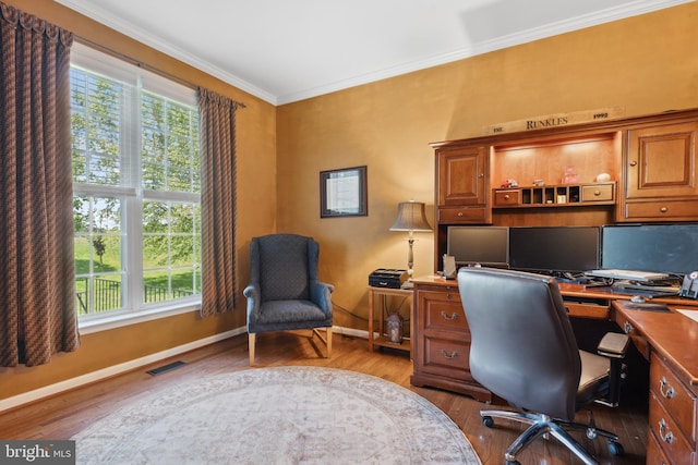 16 Zachary Ct, Boonsboro, MD 21713 - home office with wood finished floors, baseboards, and crown molding
