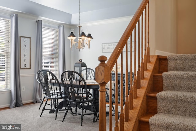 16 Zachary Ct, Boonsboro, MD 21713 - dining space featuring a chandelier, stairway, and plenty of natural light