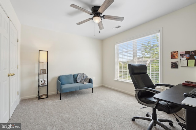 16 Zachary Ct, Boonsboro, MD 21713 - home office with carpet, baseboards, and ceiling fan