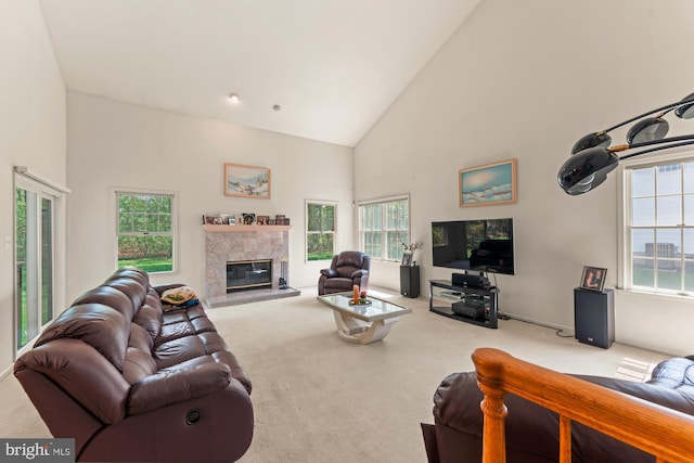 25 Stallion Cir, Upper Holland, PA 19053 - living room with high vaulted ceiling, a wealth of natural light, and carpet