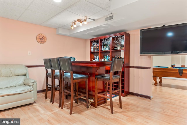 25 Stallion Cir, Upper Holland, PA 19053 - bar featuring billiards, visible vents, baseboards, a dry bar, and wood finished floors