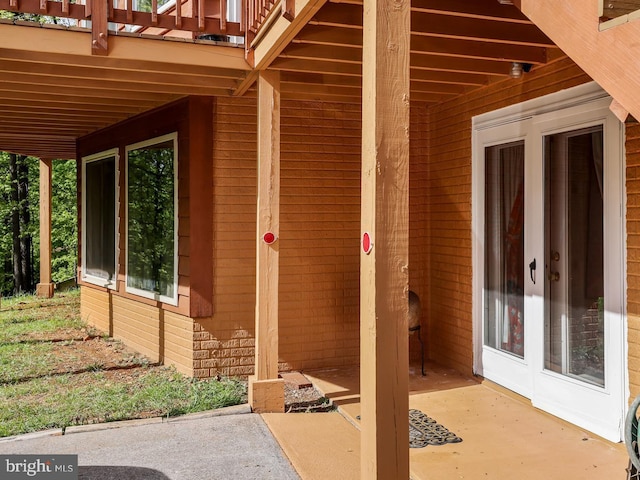 view of patio featuring french doors
