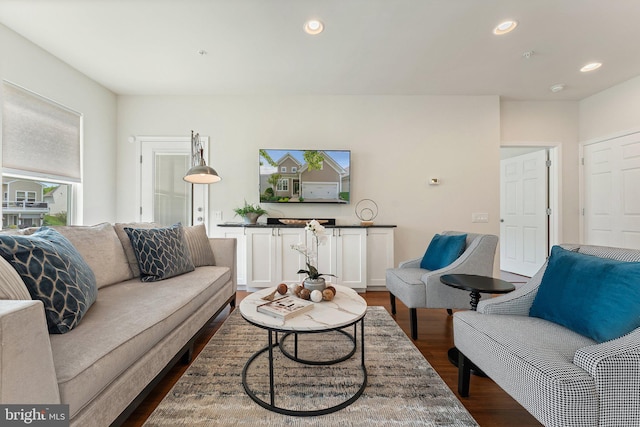 213 Denison St, Fredericksburg, VA 22406 - living area featuring dark wood finished floors and recessed lighting