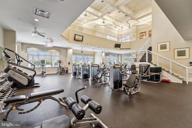 213 Denison St, Fredericksburg, VA 22406 - workout area featuring visible vents and a ceiling fan