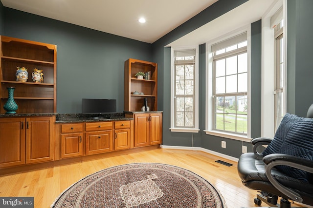 189 Potomac Crossing St, Charles Town, WV 25414 - living area featuring light wood-type flooring, recessed lighting, baseboards, and a desk